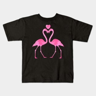 Pink Camouflage Flamingo With A Heart Kids T-Shirt